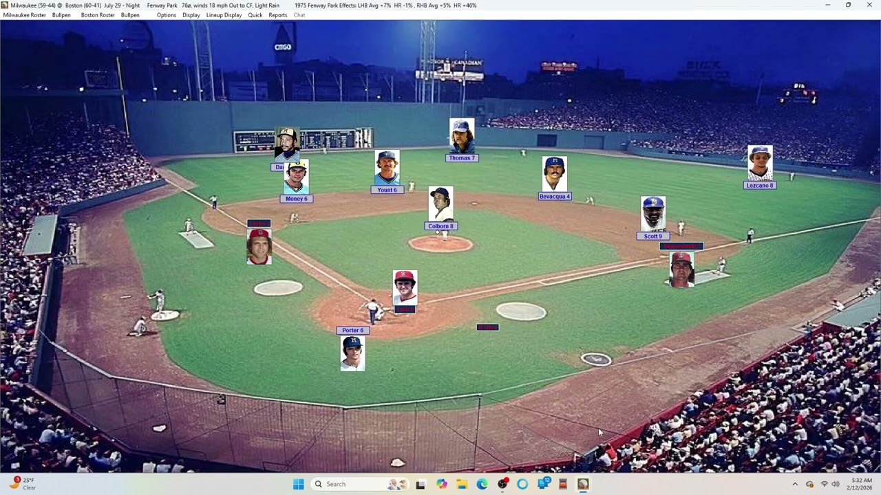 Action PC Baseball 7-29-75 Milwaukee at Boston