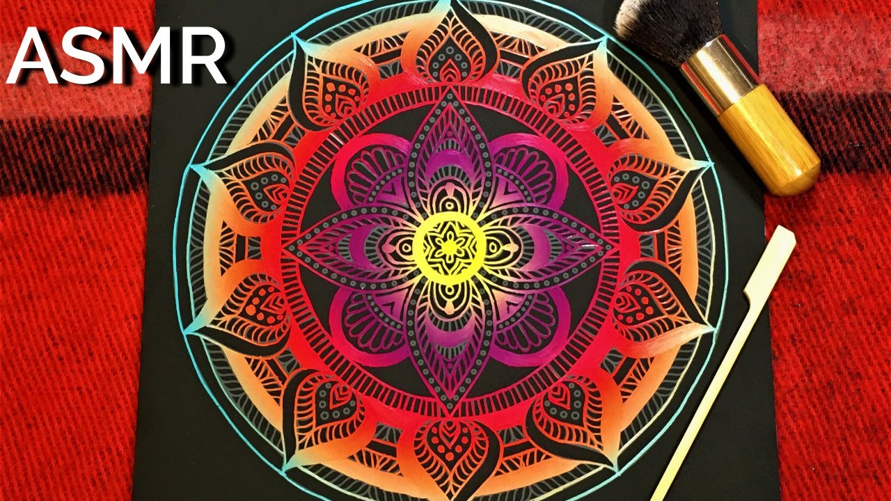 ASMR • 1 Hour Meditative Mandala Scratch Art • No Talking