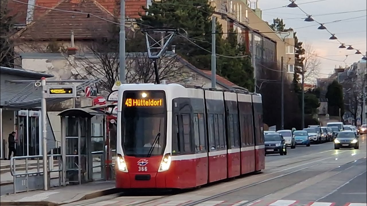 Mitfahrt in der kompletten 49 von Ring, U Volkstheater bis Hütteldorf, Bujattigasse im Flexity 338