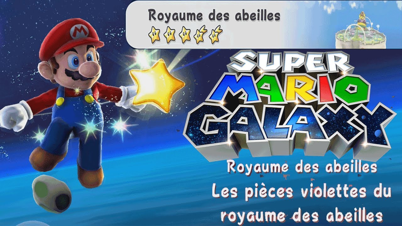 Super Mario Galaxy :L'étoiles 5-Niveau Royaume des abeilles:Les pièces violettes du royaume abeilles