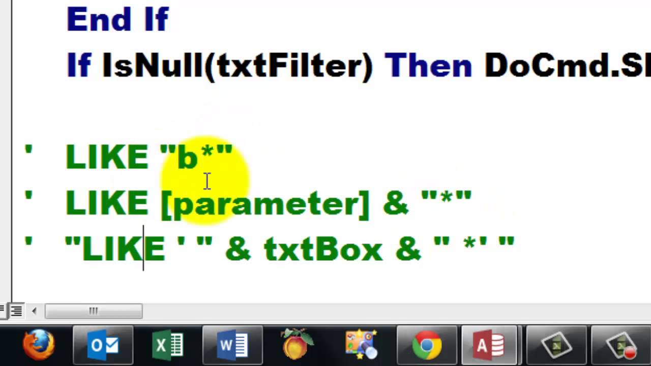 VBA Filters with Parameters in an Access Database