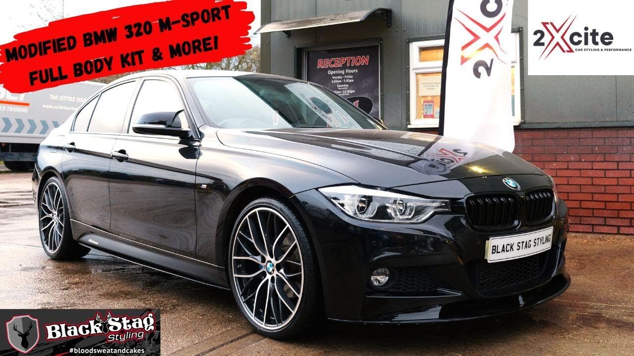 Modified BMW 320 M-Sport F30 - Gloss Black Body Kit - Splitter, Side Skirts, Spoiler and  Diffuser