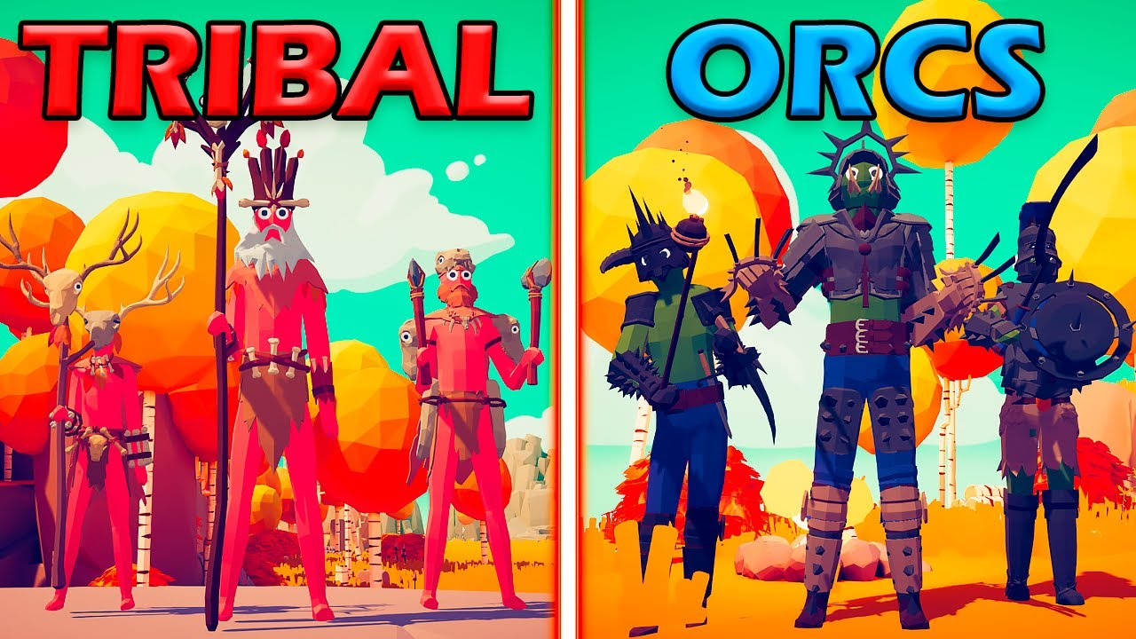 TRIBAL TEAM vs ORCS TEAM - Totally Accurate Battle Simulator | TABS