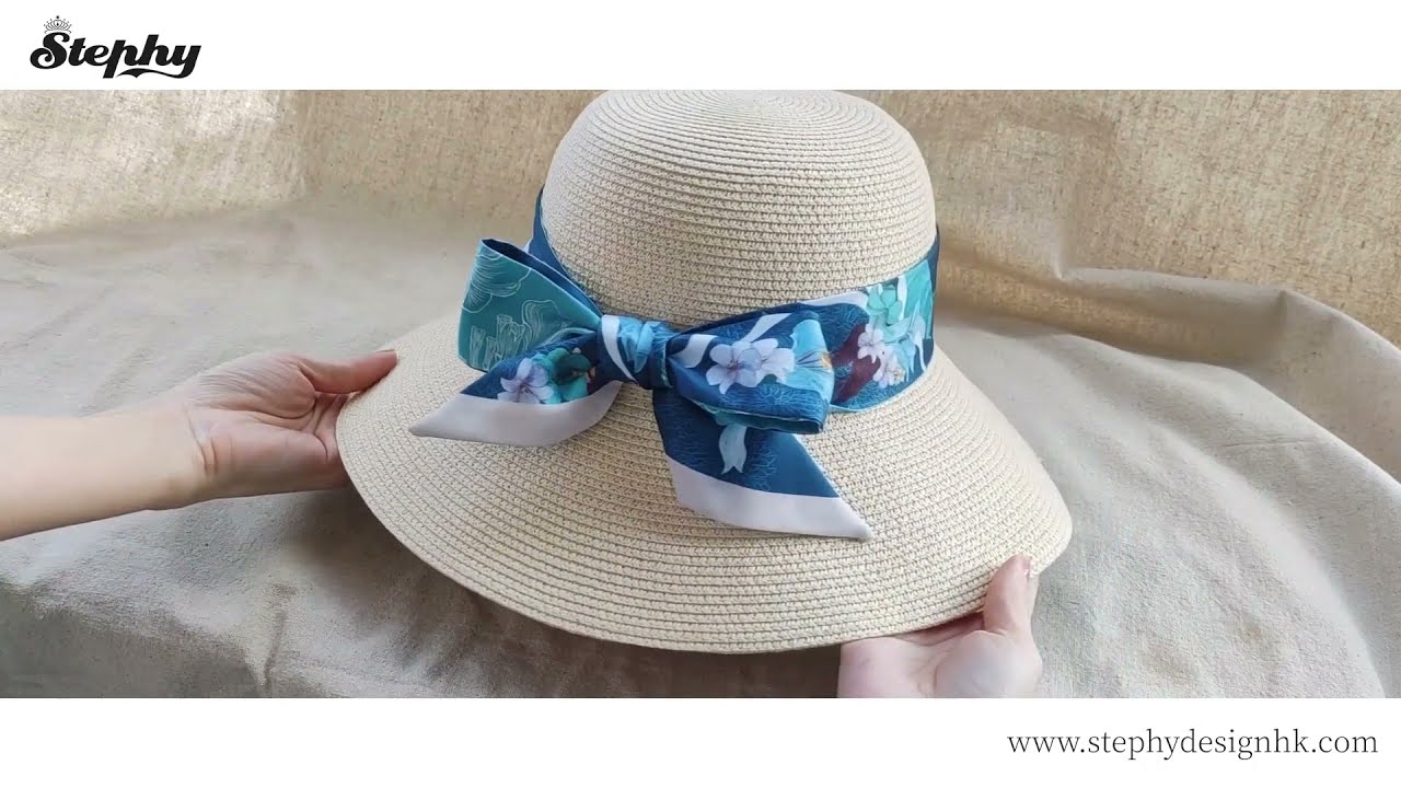 StephyDesignHK Fashion Twilly on Straw Hat