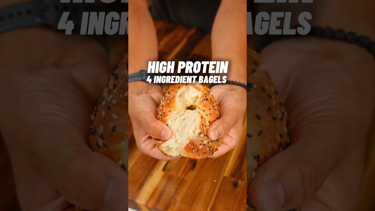 The FLUFFIEST 4-Ingredient Protein Bagels! 🥯💪🏽18g Protein each! Perfect for meal prep 🔥