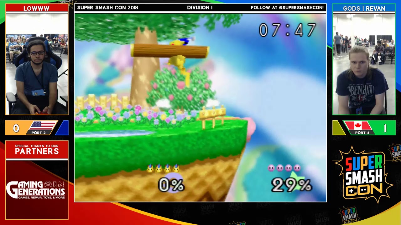 SSC2018 SSB - Lowww (Pikachu) Vs. Revan (Kirby) Smash 64 Division 1