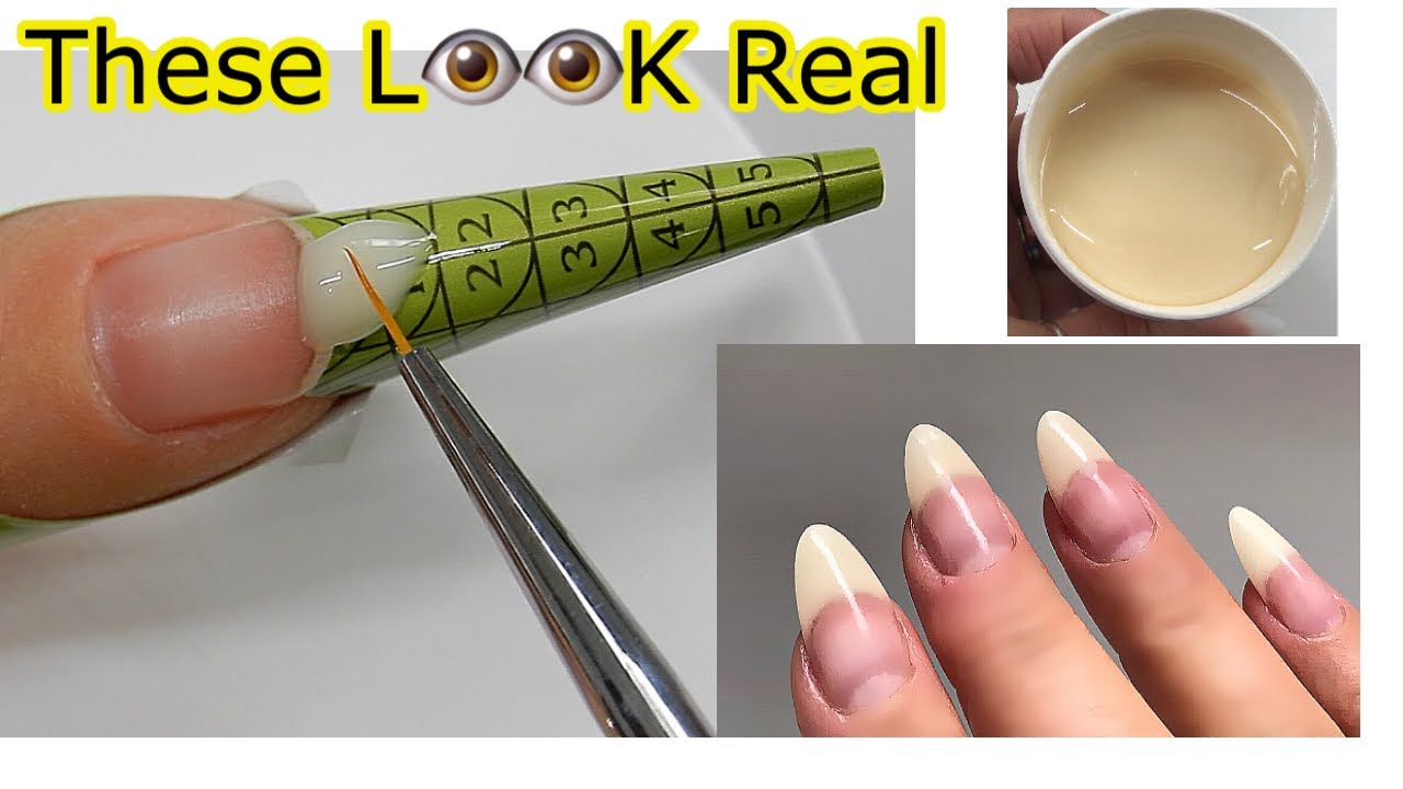 Realistic FAKE Nails Looking REAL !  Done W/ Natural Colored Builder Gel ( For Sale )