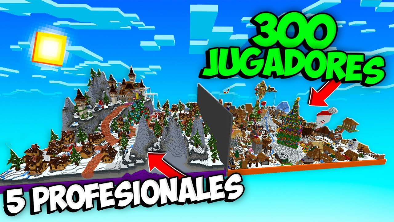 ENFRENT&Eacute; a 5 CONSTRUCTORES PROFESIONALES vs 300 JUGADORES en MINECRAFT
