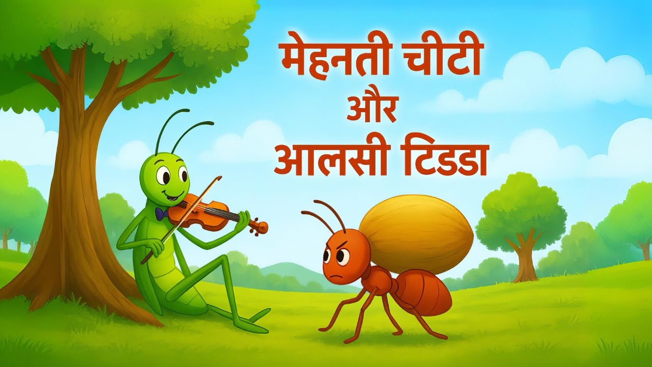 चींटी और टिड्डे की  कहानी l The Ant and the Grasshopper Story ll cartoon video ll moral story