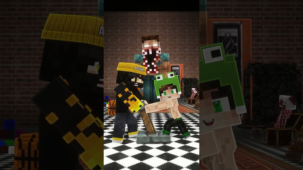ATOXY AND MINEGREEN Trapped in Horror House! - Minecraft #shorts