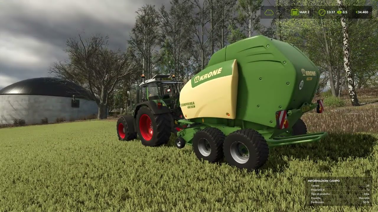 Andanatura e pressatura fieno Farming Simulator 25