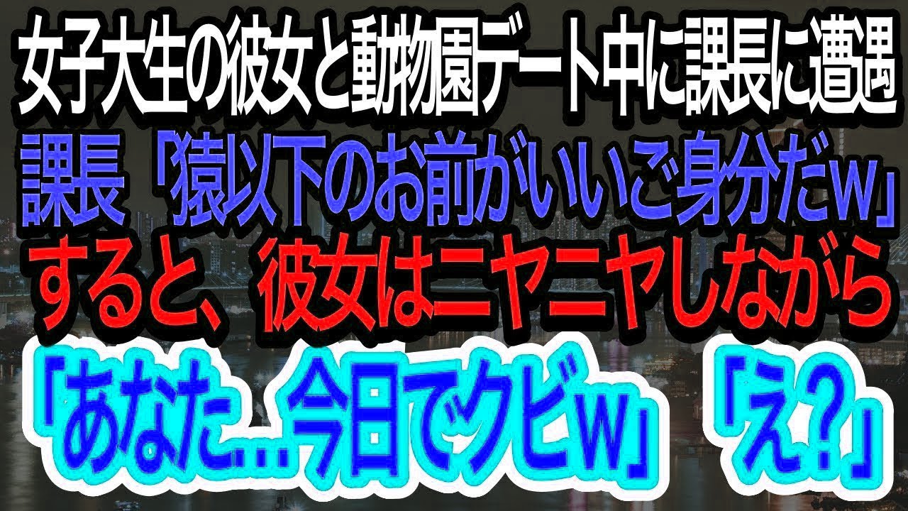 【スカッとする話】女子大生彼女との動物園デートで上司に遭遇。上司「お前はサル以下だなw」→するとニコニコしながら彼女が一言「あなたクビねw」「え？」【朗読】【感動する話】