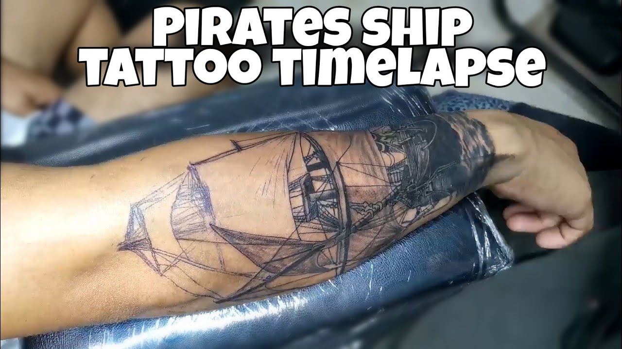 pirate ship tattoo timelapse | bdworkz