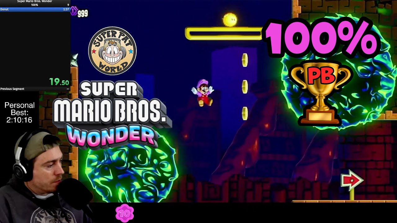 Mario Wonder ✨ 100% World Record Speedrun (1m 35s 450ms) Fungi Mines Special Dangerous Donut Ride