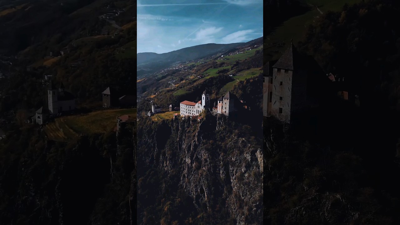 The Sabiona Monastery towers like a castle on a high cliff. 