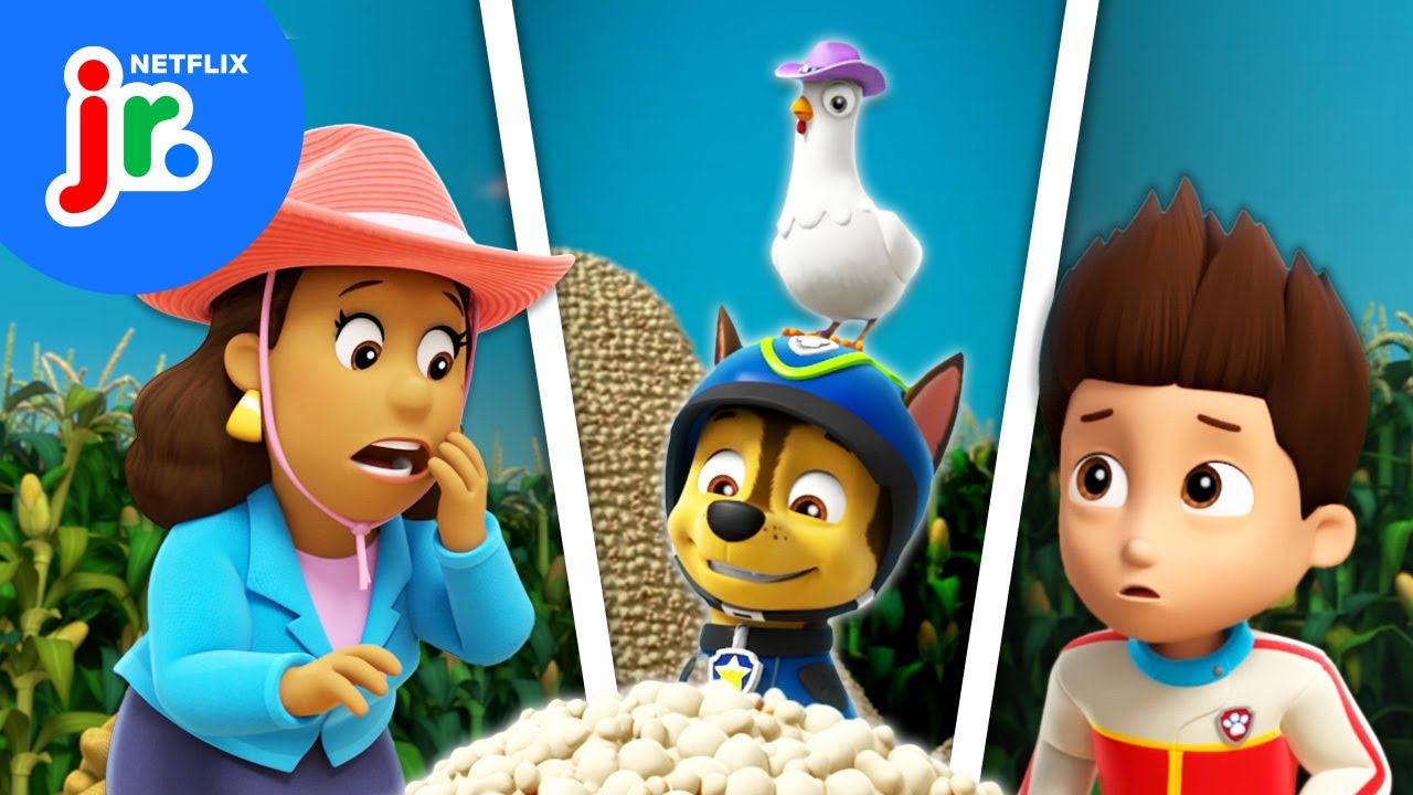 Chickaletta + Chase Popcorn Maze Rescue 🍿 Paw Patrol | Netflix Jr