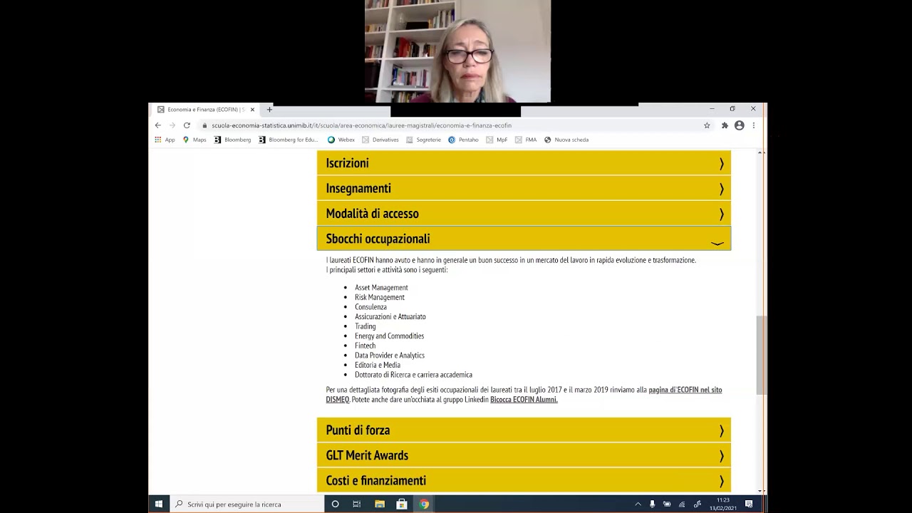 Presentazione del corso di laurea  in Economia e Finanza