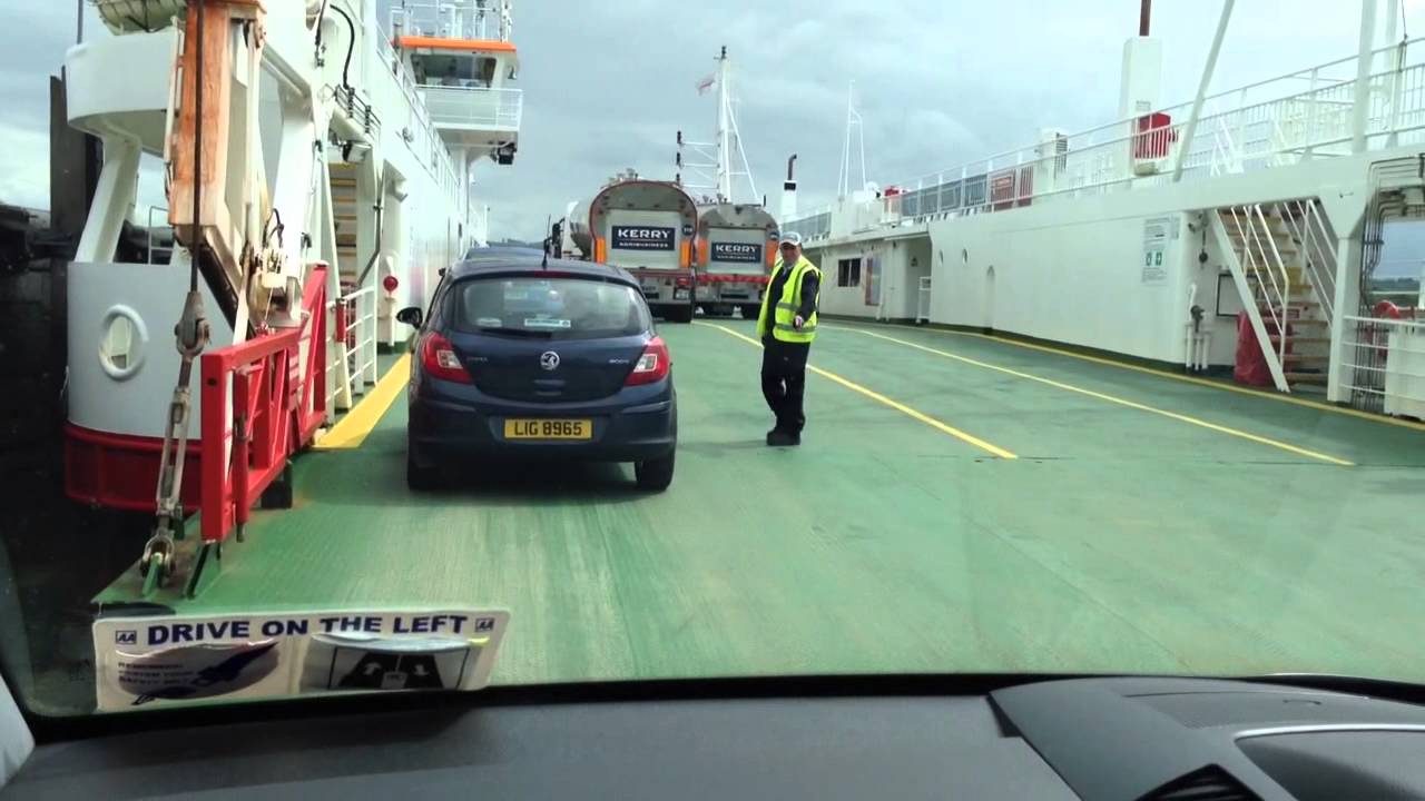 Ireland 2014 - Driving onto car ferry in Tarbert - HD