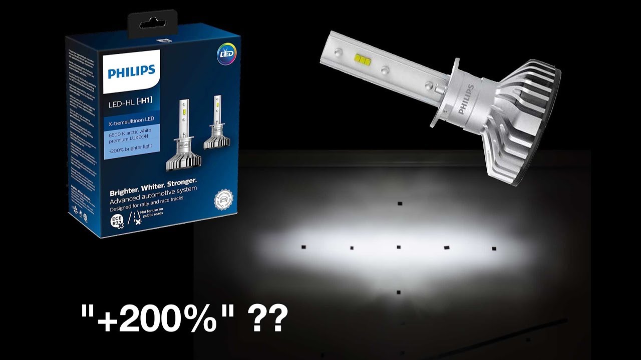Philips Xtreme Ultionon H1 LED +200% VS Standard H1 Halogen 55w