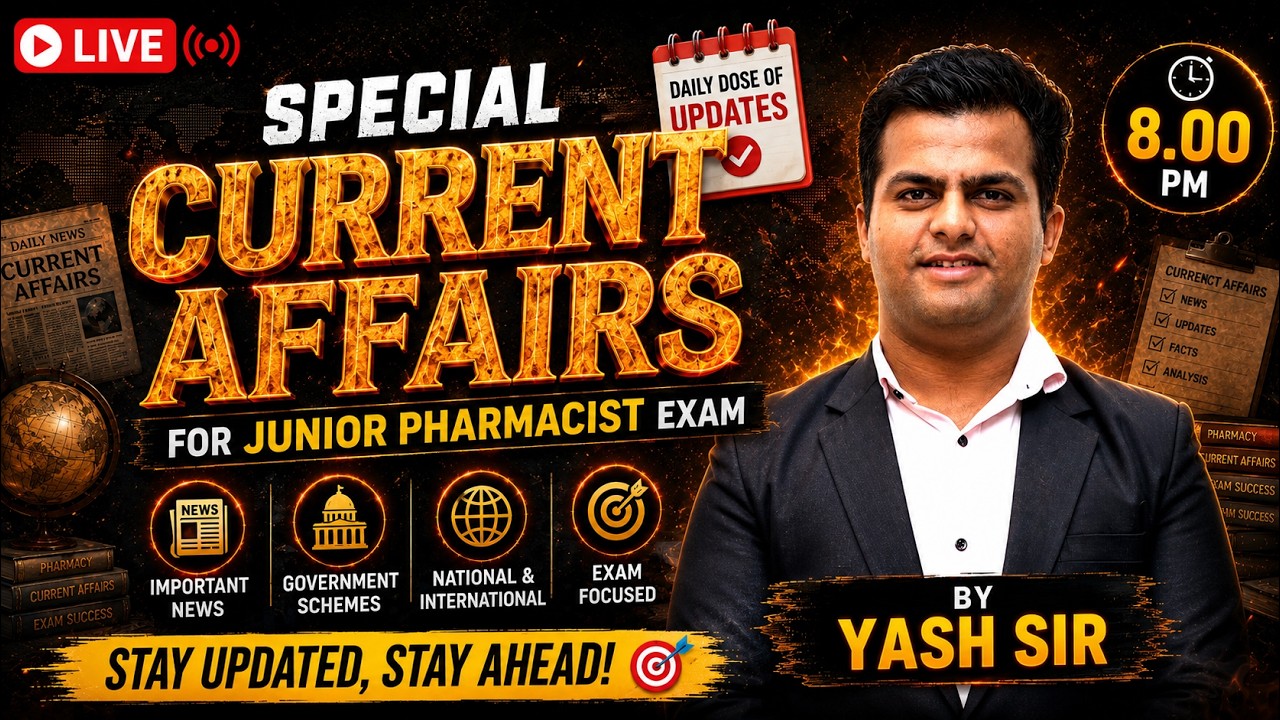 Junior Pharmacist Current Affairs 2026 🔥 | Daily Current Affairs LIVE | GSSSB Junior Pharmacist Exam