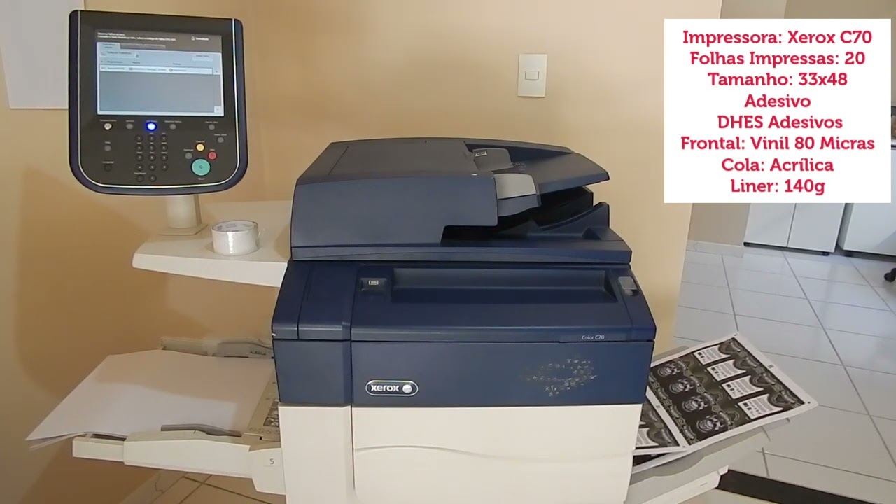 Impress&atilde;o Vinil Adesivo na Xerox C70