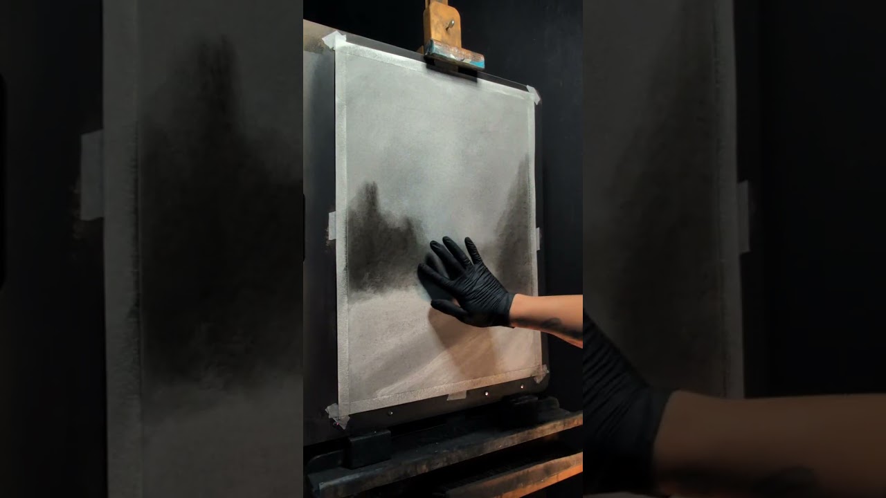 Oddly Satisfying Charcoal Drawing to Calm Your Mind [ASMR & Meditation Music]