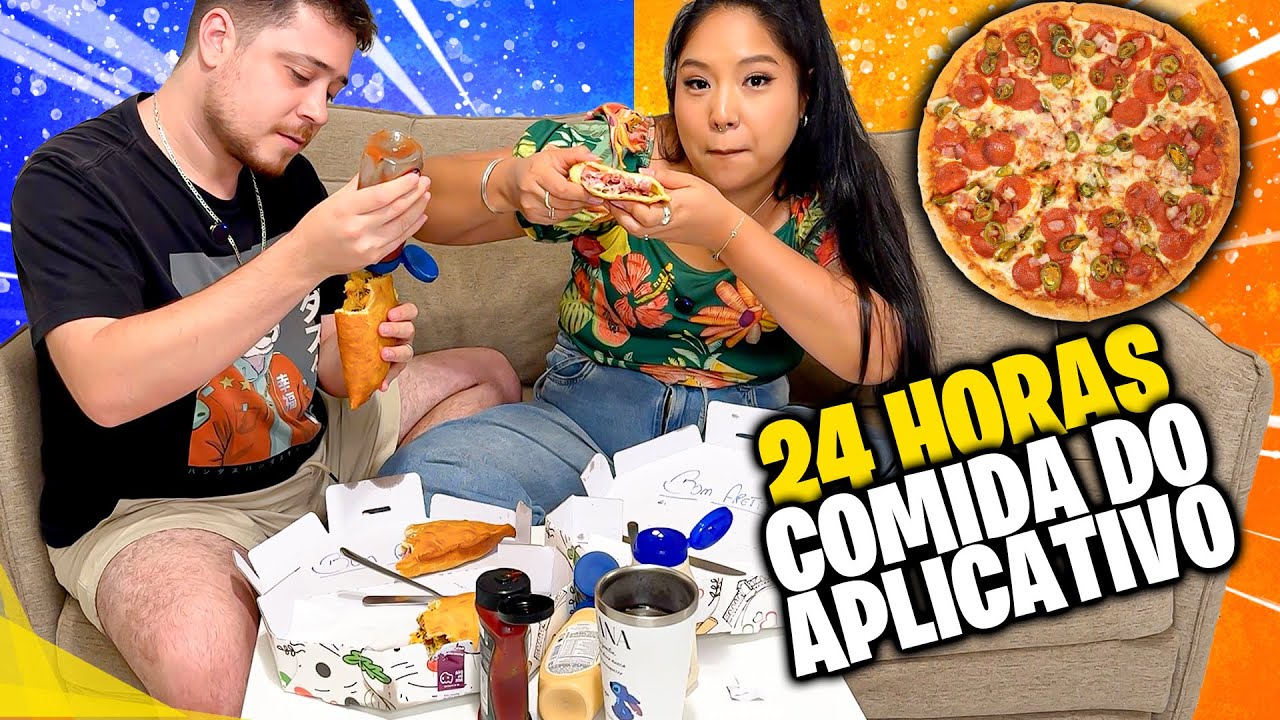 COMENDO COMIDA DO APLICATIVO POR 24 HORAS!