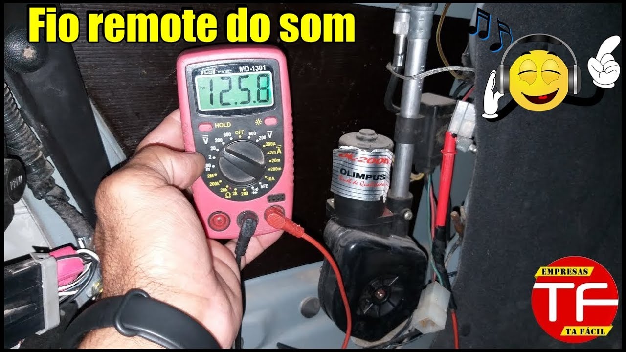 Fio remote do som para amplificador e antena elétrica.