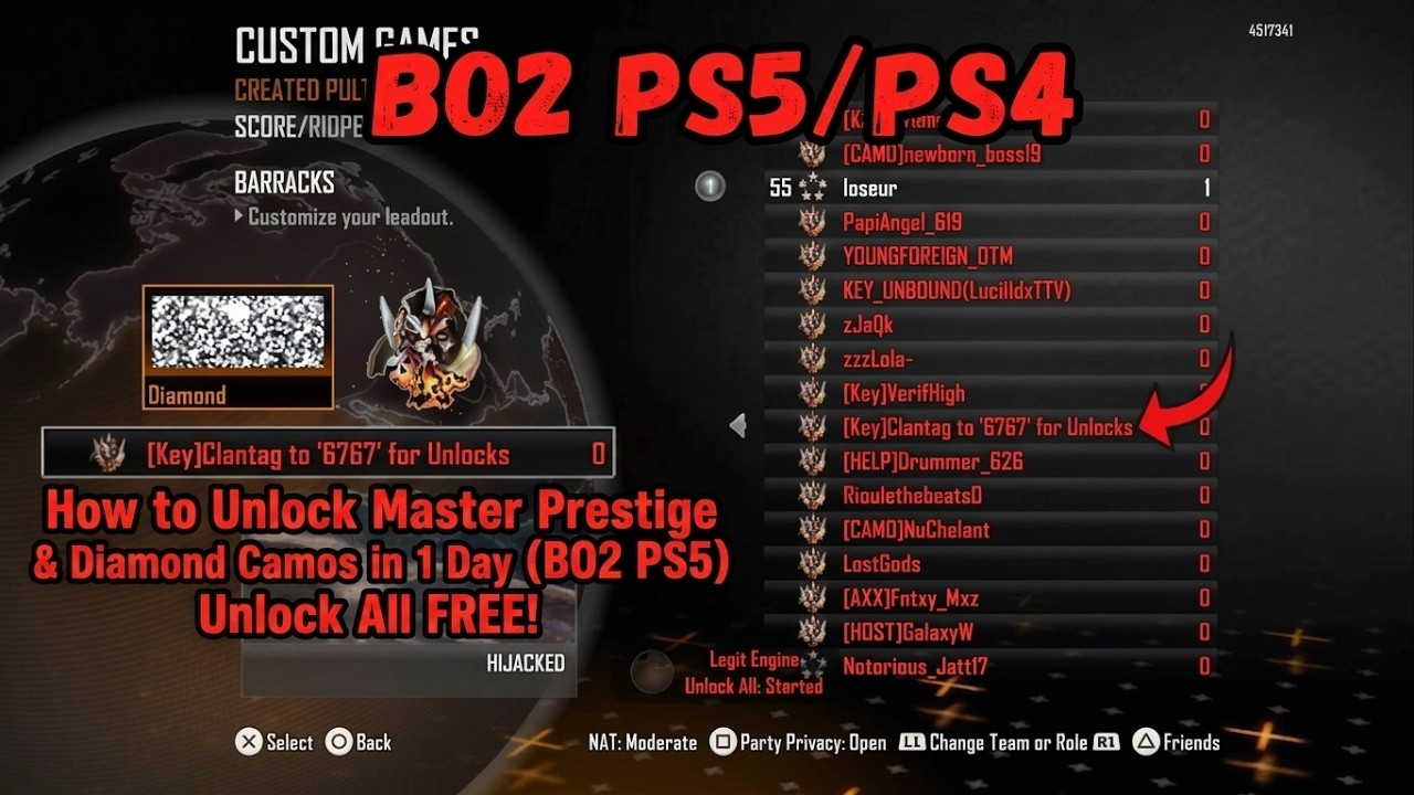 SOLO BO2 PS5/PS4: Unlock All Master Prestige & Diamond Camos in 1 Day (BO2 PS5) Unlock All FREE!