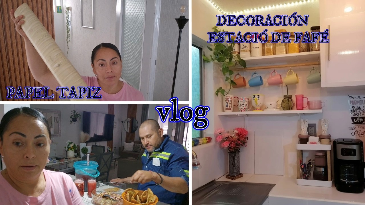 📢DECORACIÓN ESTACIÓN DE CAFÉ🌸HICIMOS UNA CHAROLA👍🏻PAPEL TAPIZ😀Alin VM