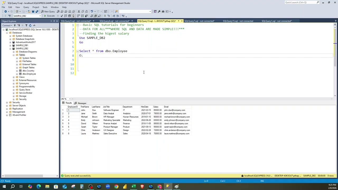 How to find the Highest Salary in SQL