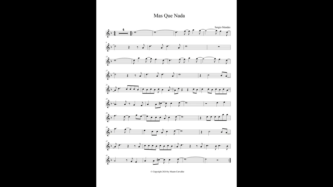 Mas Que Nada - Sergio Mendes (Backing Track & Sheet Music)