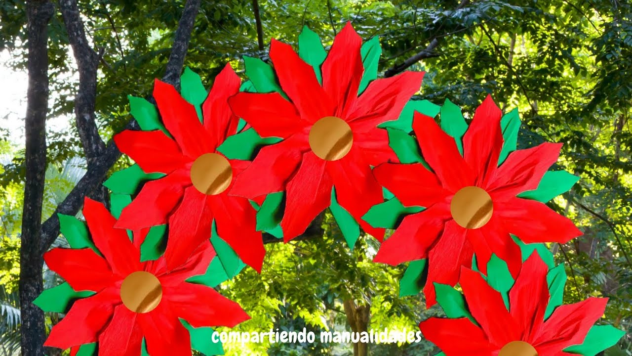 Flor Nochebuena de papel @RosBetcreaciones 