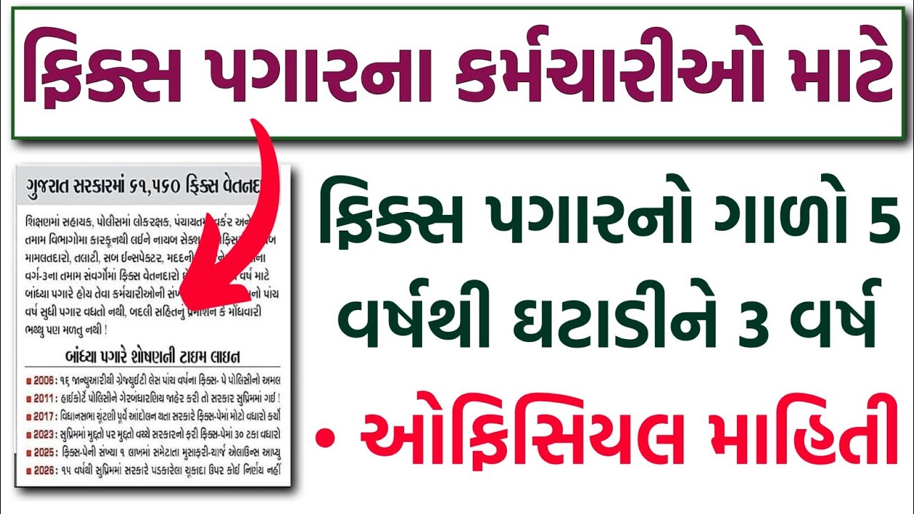 ફિક્સ પગારના કર્મચારીઓ માટે સારા સમાચાર | 2027 માં ચૂંટણી આવતા સરકાર દ્વારા થશે ઓફિસિયલ જાહેરાત 🔥