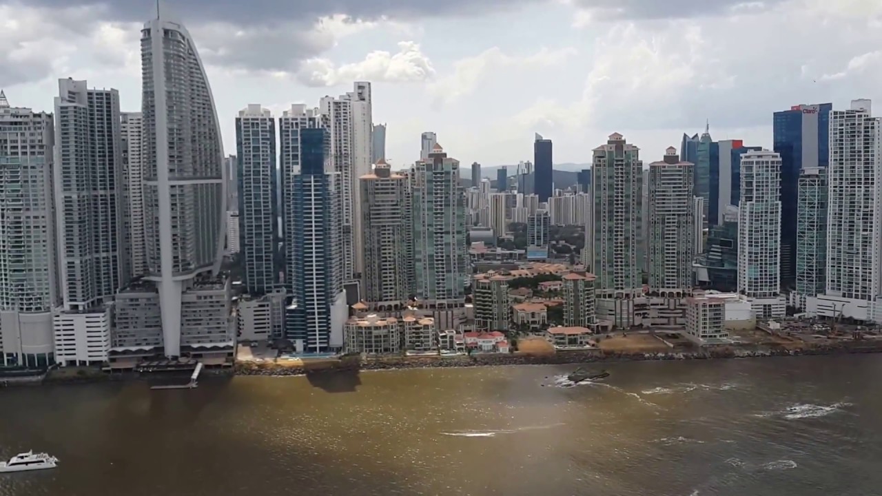 Panama City: Helicopter Flying Over the City - March 2015