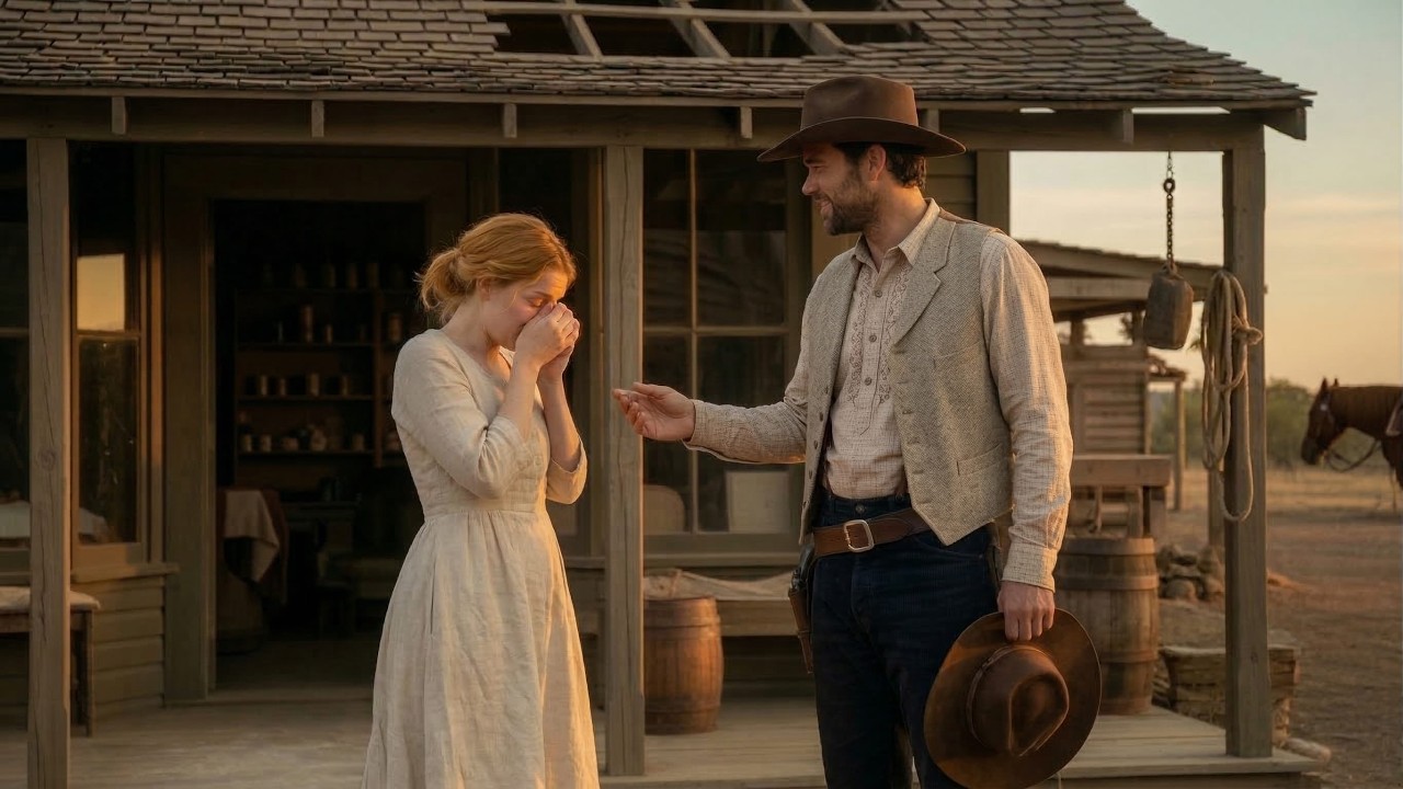 La viuda del tendero luchaba sola; el vaquero arregló su techo y halló hogar en su corazón.