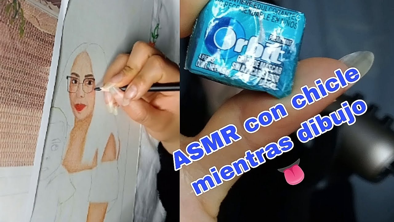 ASMR con chicle + les muestro el proceso de un dibujo 👁️👄👁️ 