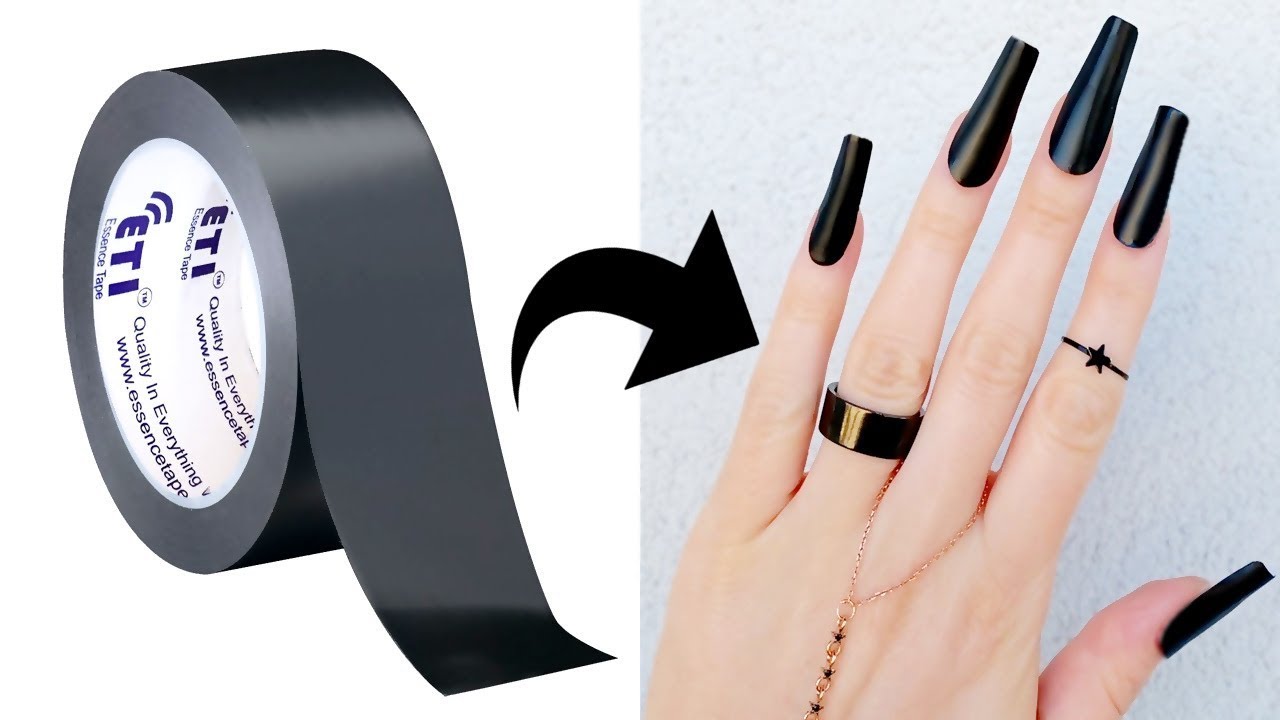 DOE HET ZELF – HOE MAAK JE THUIS NEP NAGELS MET ZWARTE PLAKBAND   GEEN NAGEL LIJM!