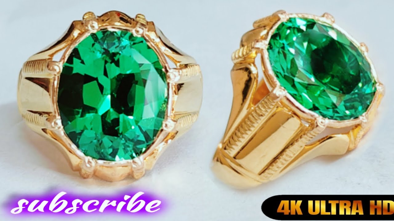 Hard Green Stone Gold Ring _ Hand Made Gents Gold Ring _ New Design Gents Ring #jewellery