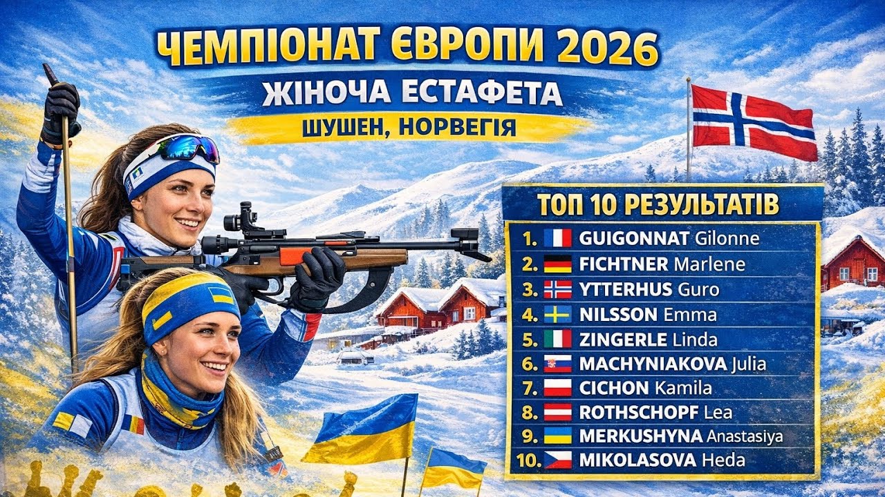 Жіноча естафета ЧЄ-2026 з біатлону у Шушеені: результати, стрільба України та повний аналіз гонки. 
