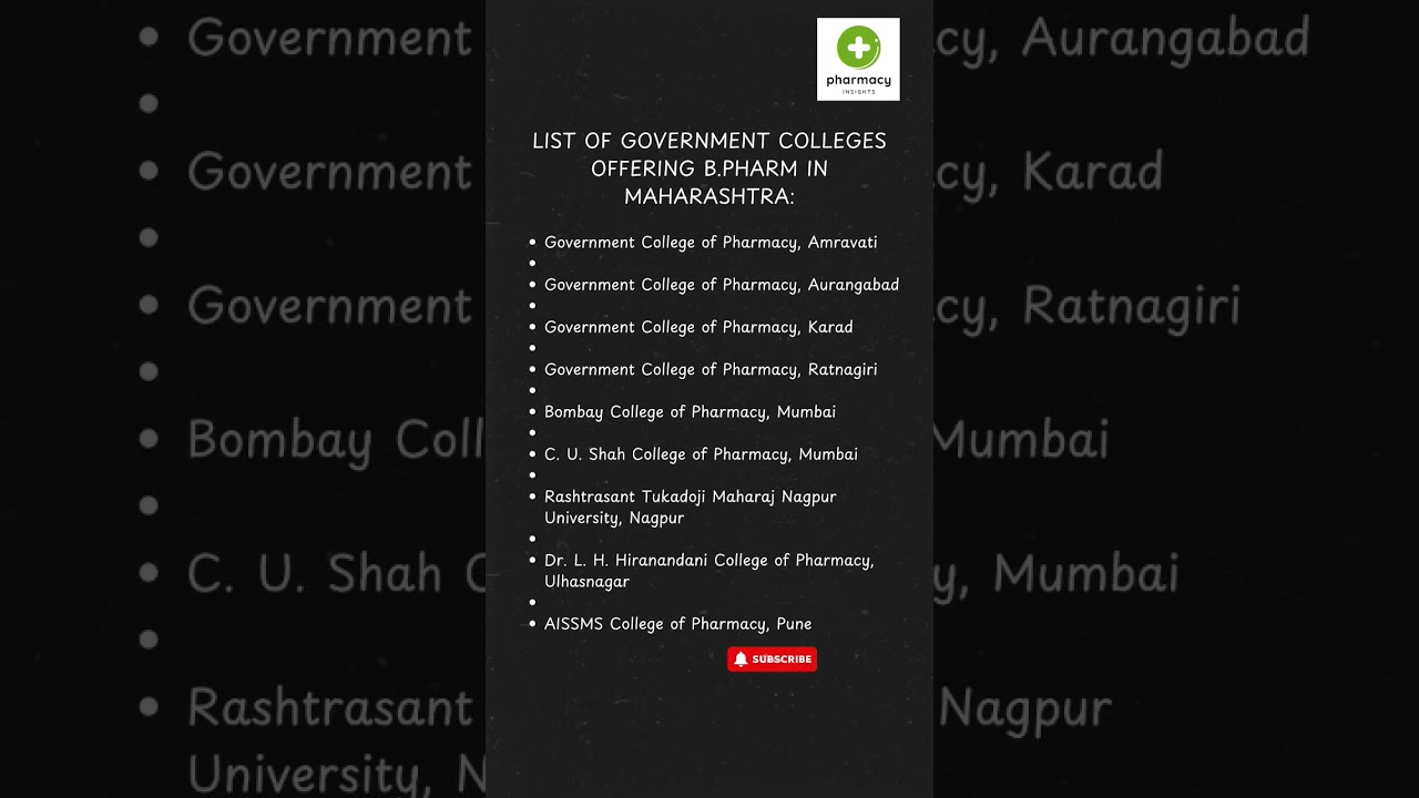Government B. Pharmacy College list | Maharashtra | B. pharmacy