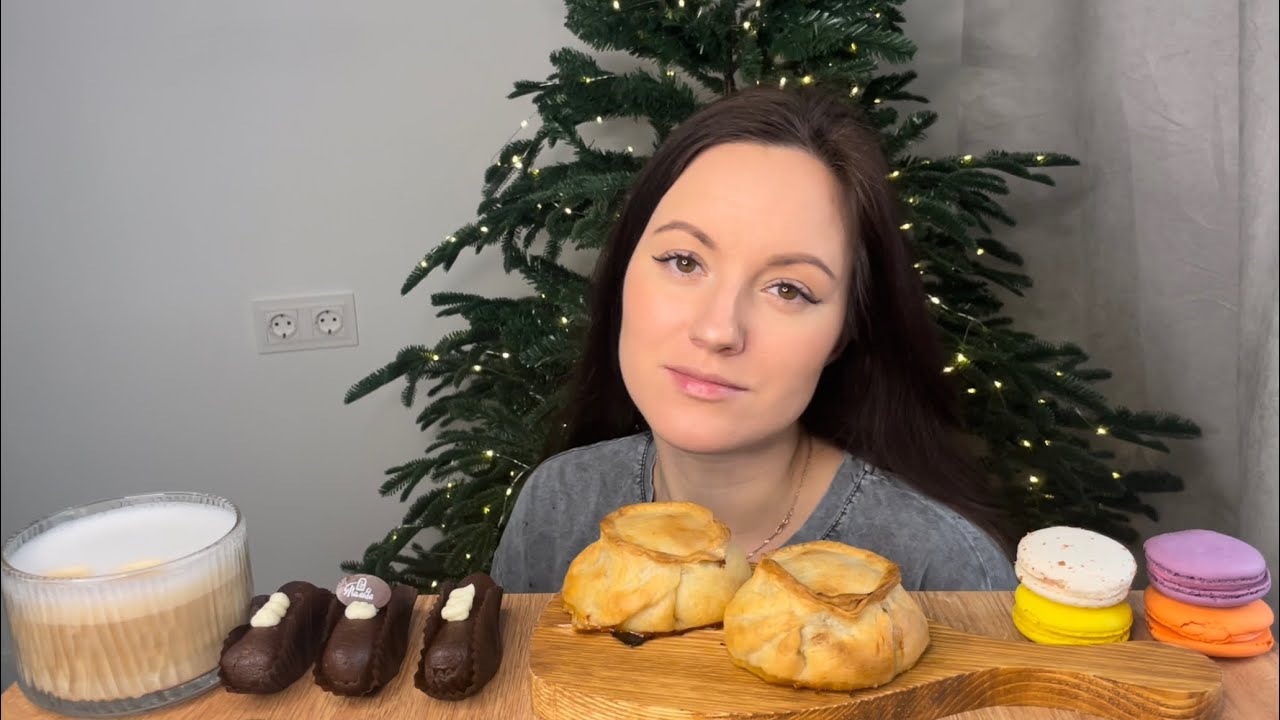 АСМР МУКБАНГ КУРНИКИ ДОМАШНИЕ МАКАРОН десерт картошка кофе