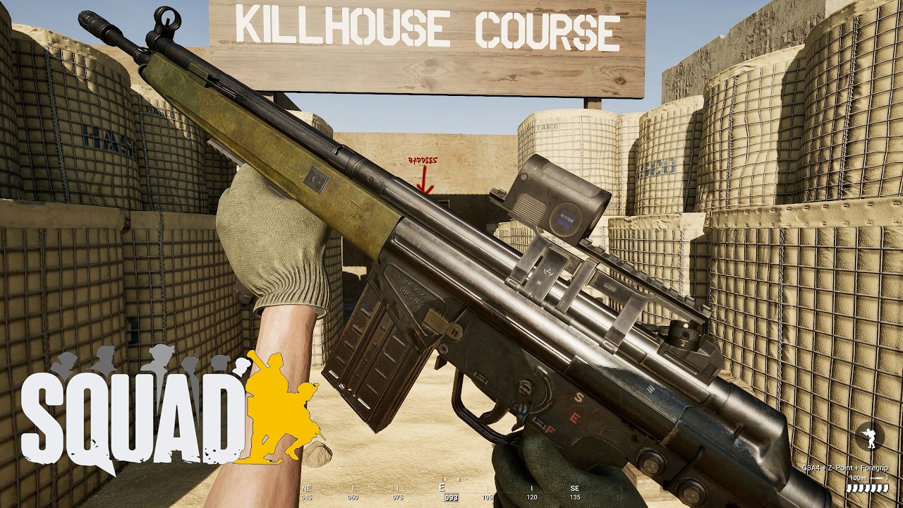 Iranian G3A4 Assault Rifle with Z-Point Red Dot Sight, Foregrip | Squad Killhouse Weapons Showcase