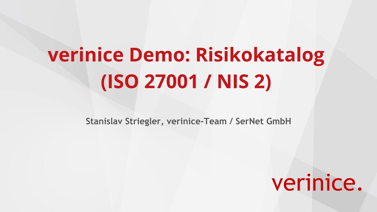 verinice-Demo: verinice Risikokatalog (ISO 27001 / NIS 2)