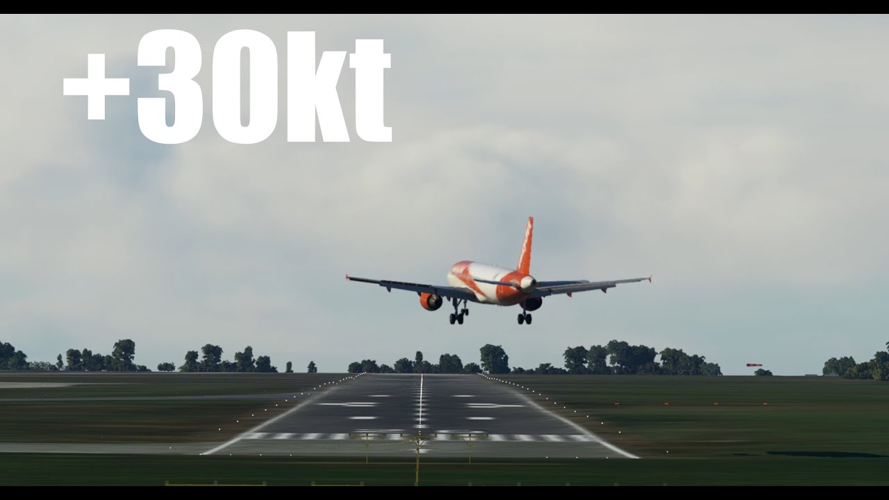 easyJet Huge Crosswind landing in Jersey EFJJ (+30kt Gust)