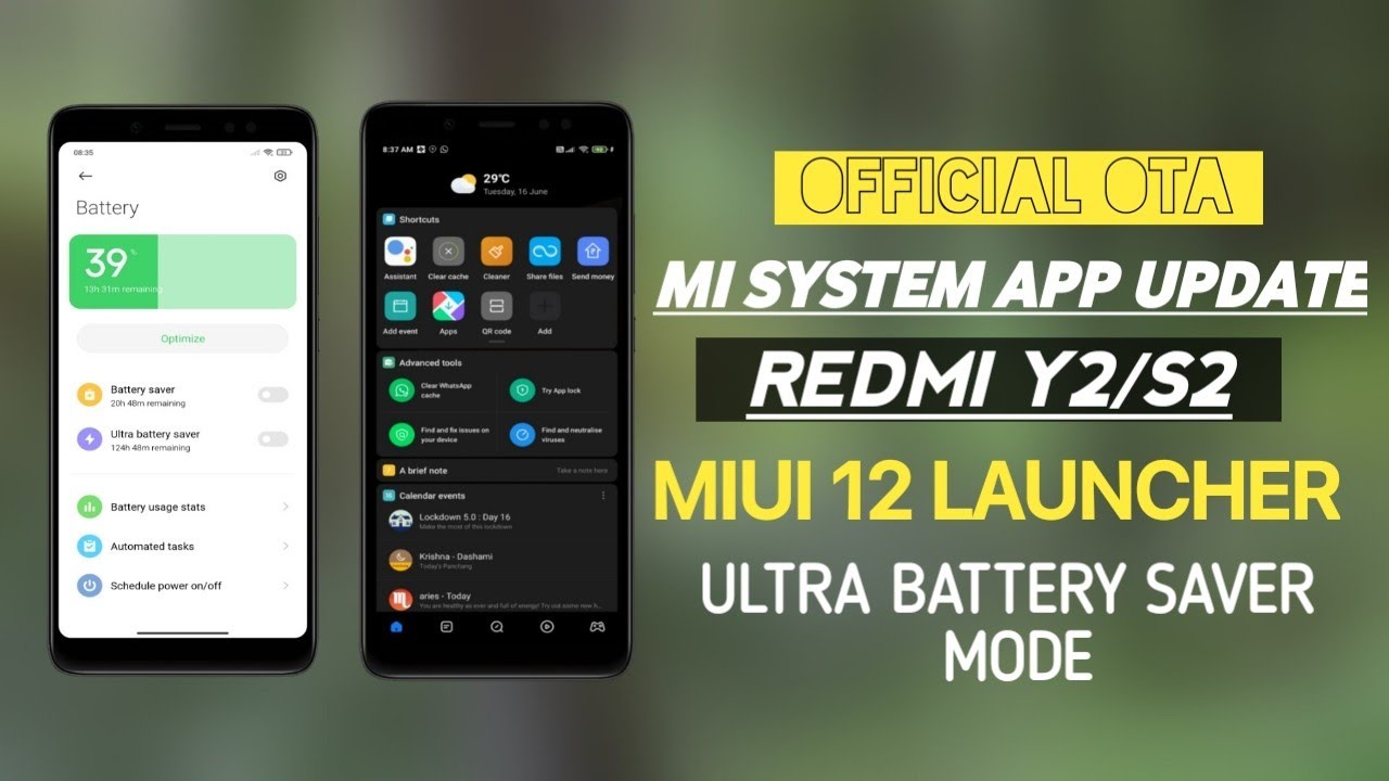 MIUI SYSTEM APPS UPDATE | MIUI 12 LAUNCHER UPDATE | REDMI Y2 MI SECURITY UPDATE | ULTRA BATTERY