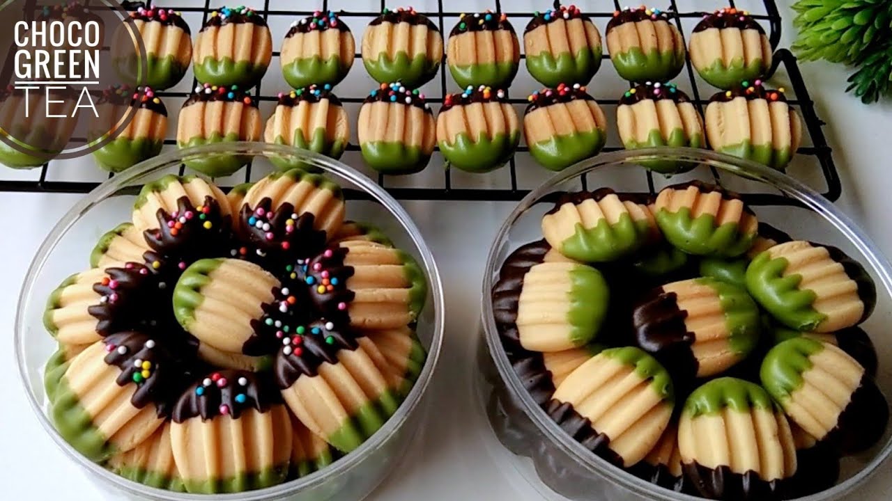 KUE KERING LEBARAN VARIAN TERBARU TANPA CETAKAN CUMA PAKAI GARPU || CHOCO GREEN TEA