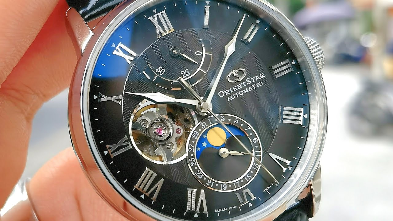 [Đẹp] Orient Star Moonphase Black 41mm RE-AY0107N00B | ICS Authentic 0982298881