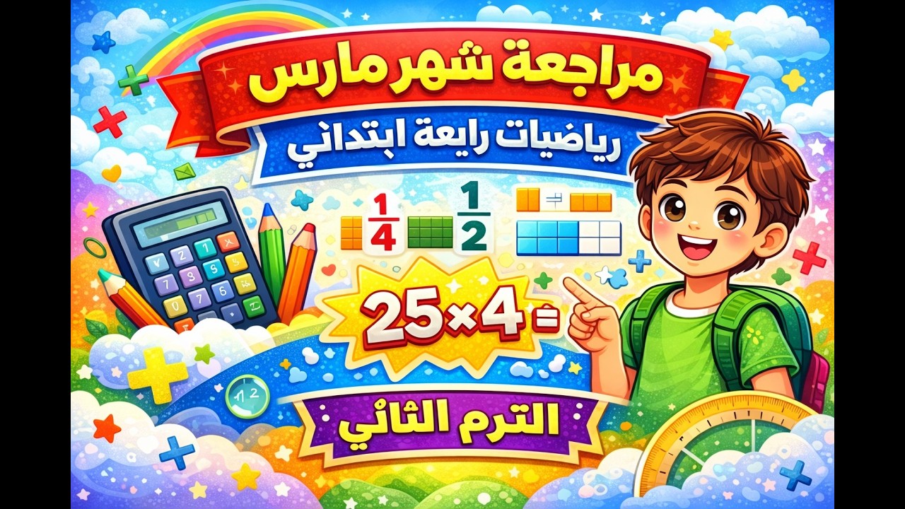 مراجعة شهر مارس رياضيات رابعة ابتدائى ترم ثانى