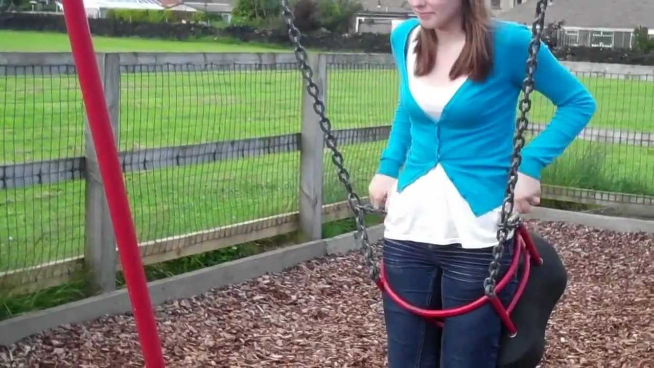Jill stuck in the baby swing...